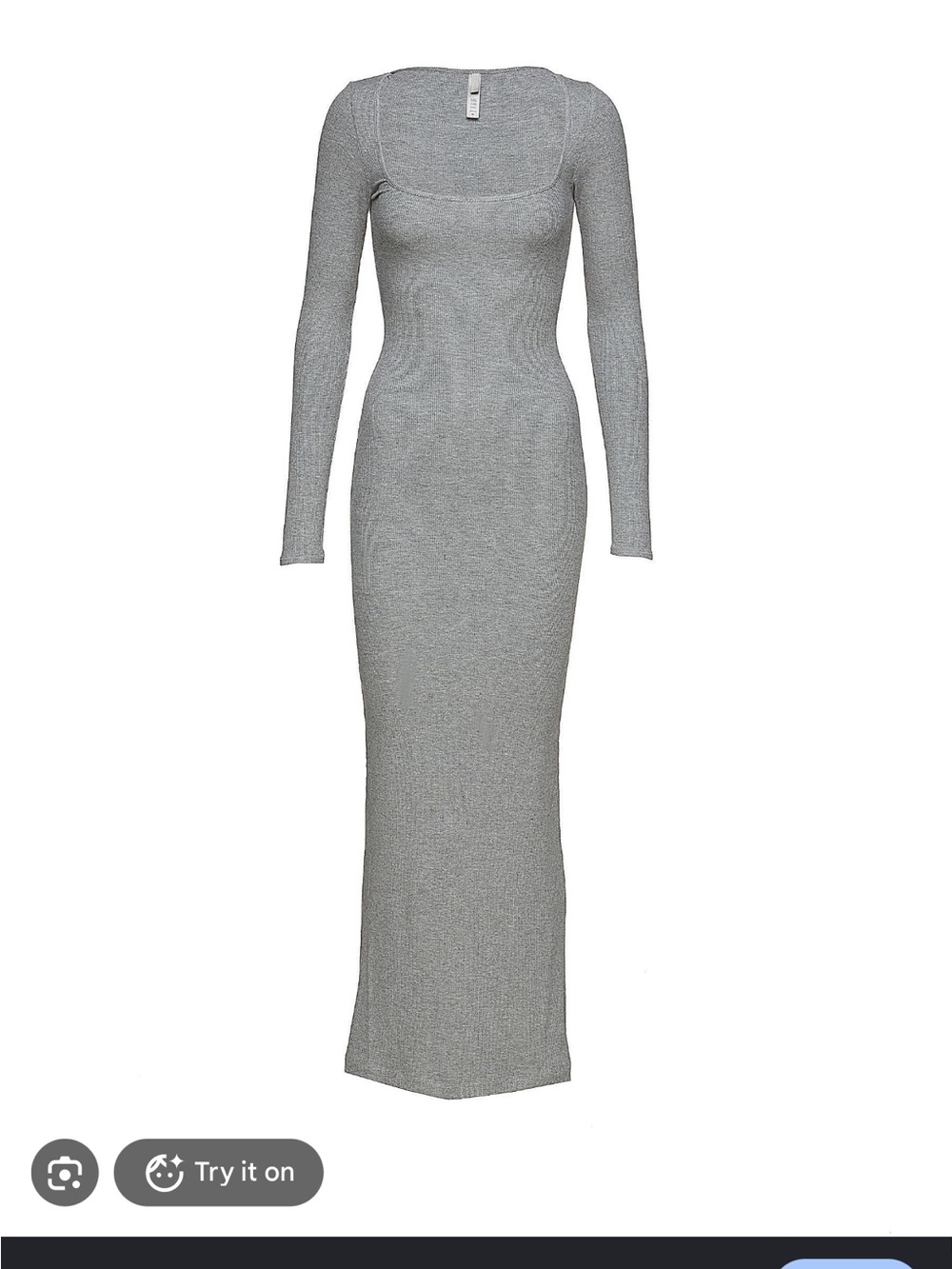 SKIMS Grey Long-Sleeve Ribbed Maxi Dress